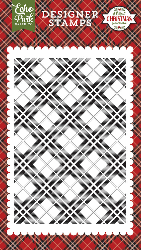 Echo Park Paper Holiday Plaid A2 Background Stamp