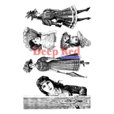 Victorian Ladies Rubber Cling Stamp - Deep Red