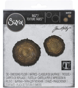 Sizzix Bigz Die w/Texture Fades Embossing Folder - Tree Rings, Mini by Tim Holtz