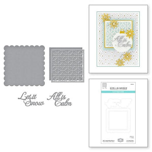 Spellbinders ALL IS CALM WORD FRAME ETCHED DIES FROM THE HOLIDAY MEDLEY COLLECTION BY BECCA FEEKEN