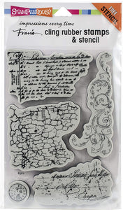 Stampendous Cling Stamps & Stencil Set Grunge Script