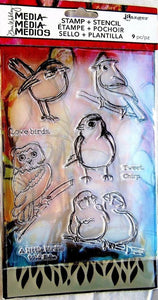 RANGER Stamp & Stencil - Little Birdies By Dina Wakley