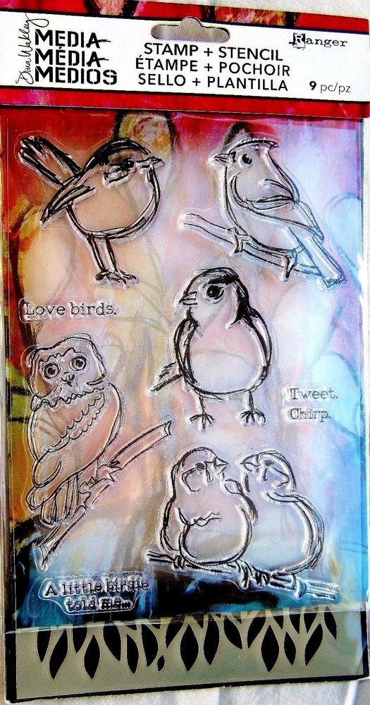 RANGER Stamp & Stencil - Little Birdies By Dina Wakley
