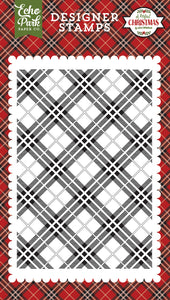 Echo Park Paper Holiday Plaid A2 Background Stamp