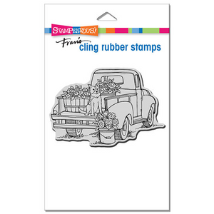 Stampendous - Cling Mounted Rubber Stamps - Pup On Truck